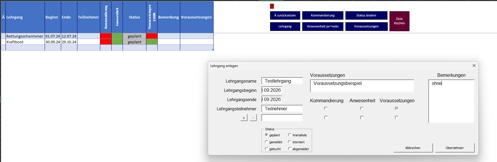 Uebersichtsdarstellung Excelversion