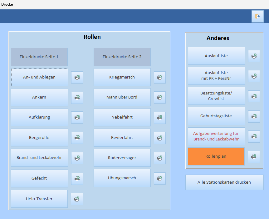 Druckauswahl Rollenplan